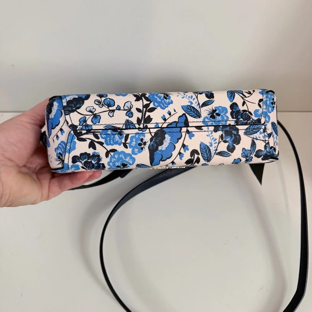 Kate spade blue multi floral crossbody zipped purse